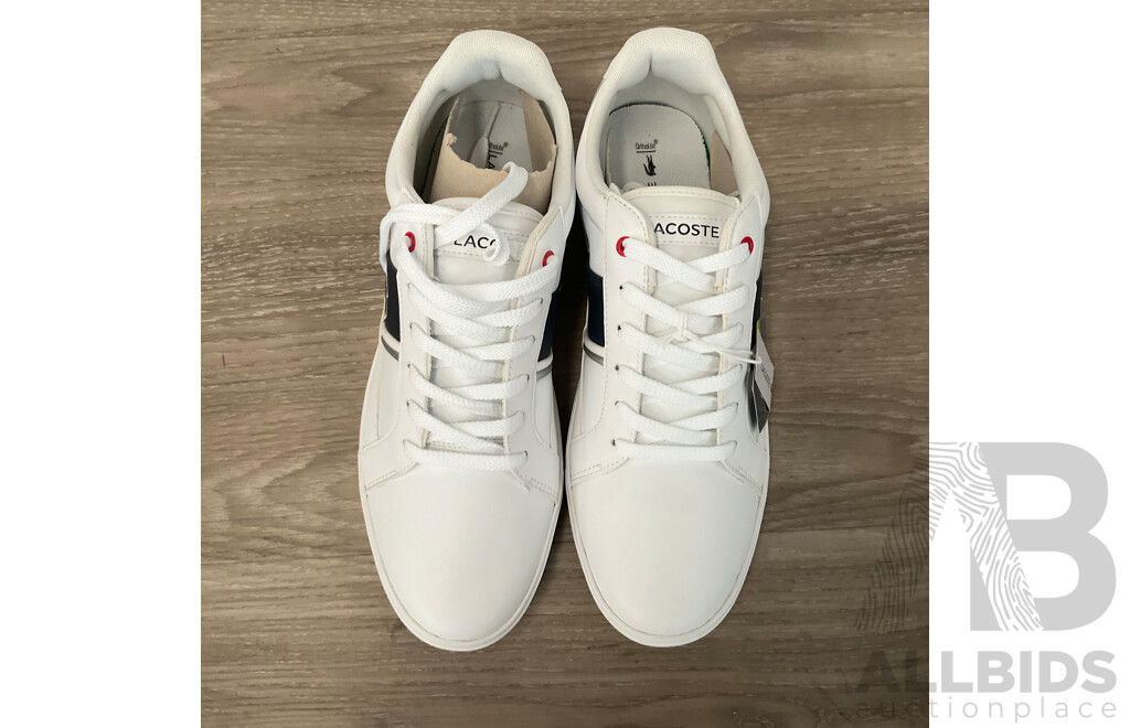 LACOSTE Men's Europa White/Navy/Red Shoes - Size UK9