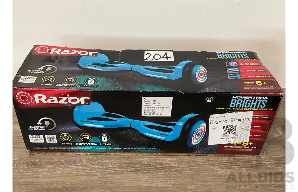 RAZOR Hovertrax Prizma Smart Balancing Eletric Scooter - Blue - ORP $399.00