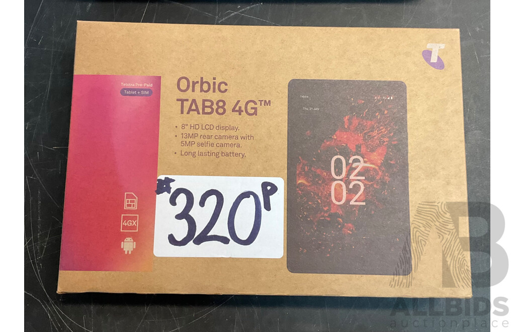 Telstra Locked ORBIC TAB8 4G Tablet - Black