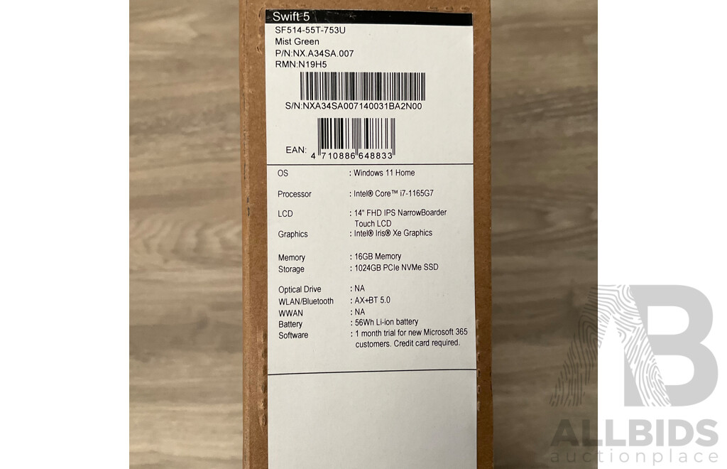 ACER Swift 5 Mist Green Laptop - SF514-55T-753U