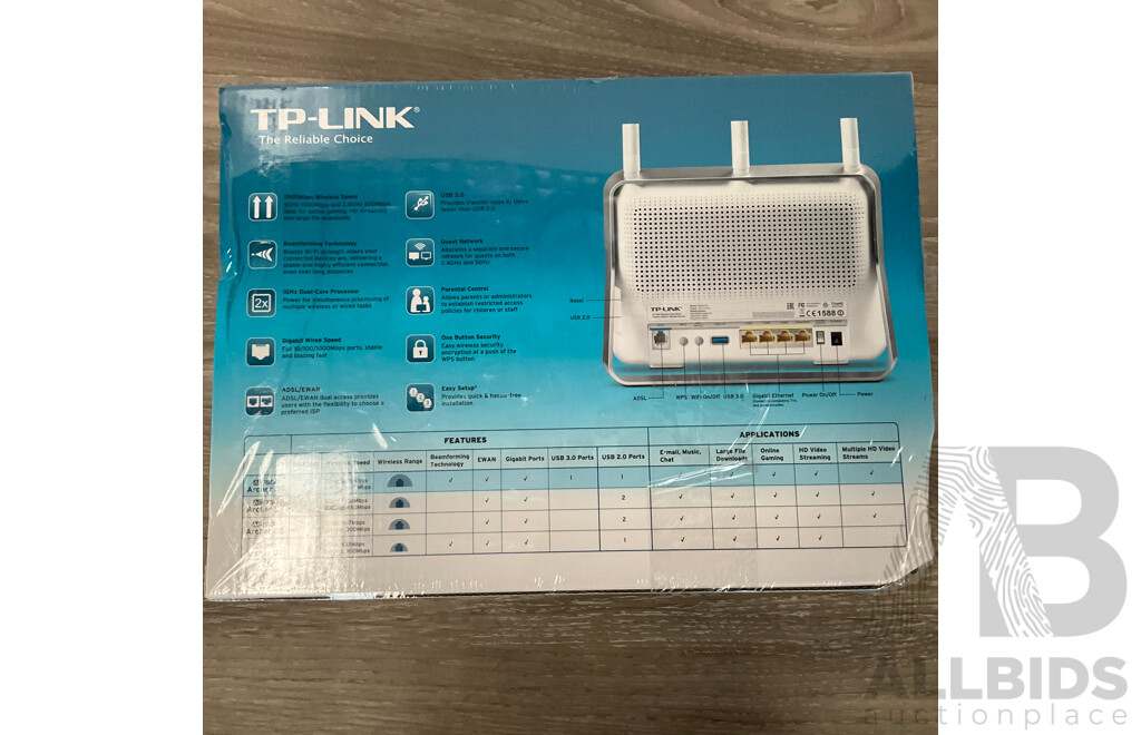 TP-LINK AC1900 Wireless Dual Band Gigabit ADSL2 Modem Router