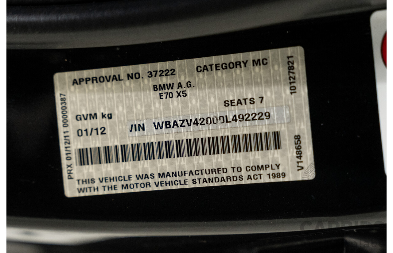 1/2012 BMW X5 Xdrive 35i E70 MY12 Upgrade 4d Wagon Black Turbo 3.0L - 7 Seater