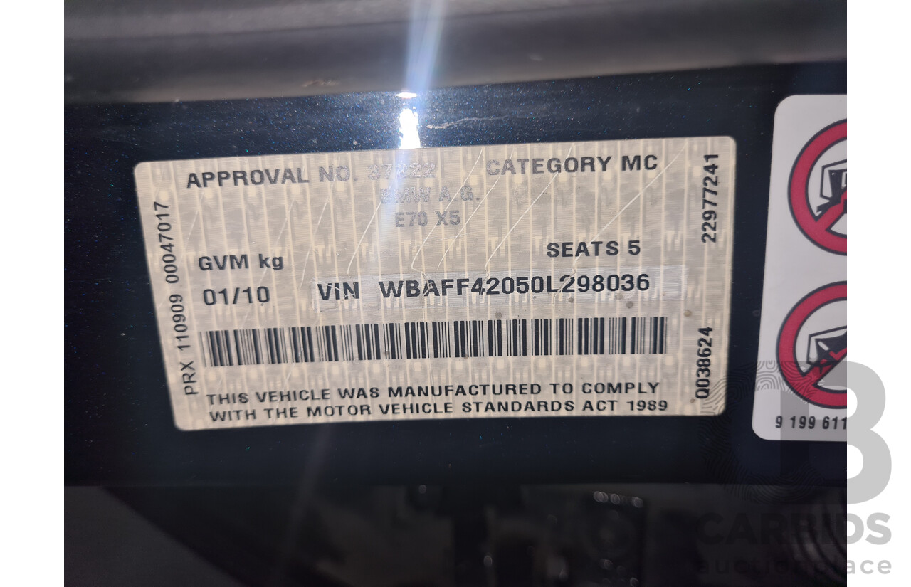 1/2010 Bmw X5 Xdrive 30d Executive (4x4) E70 MY09 4d Wagon Black Turbo Diesel 3.0L