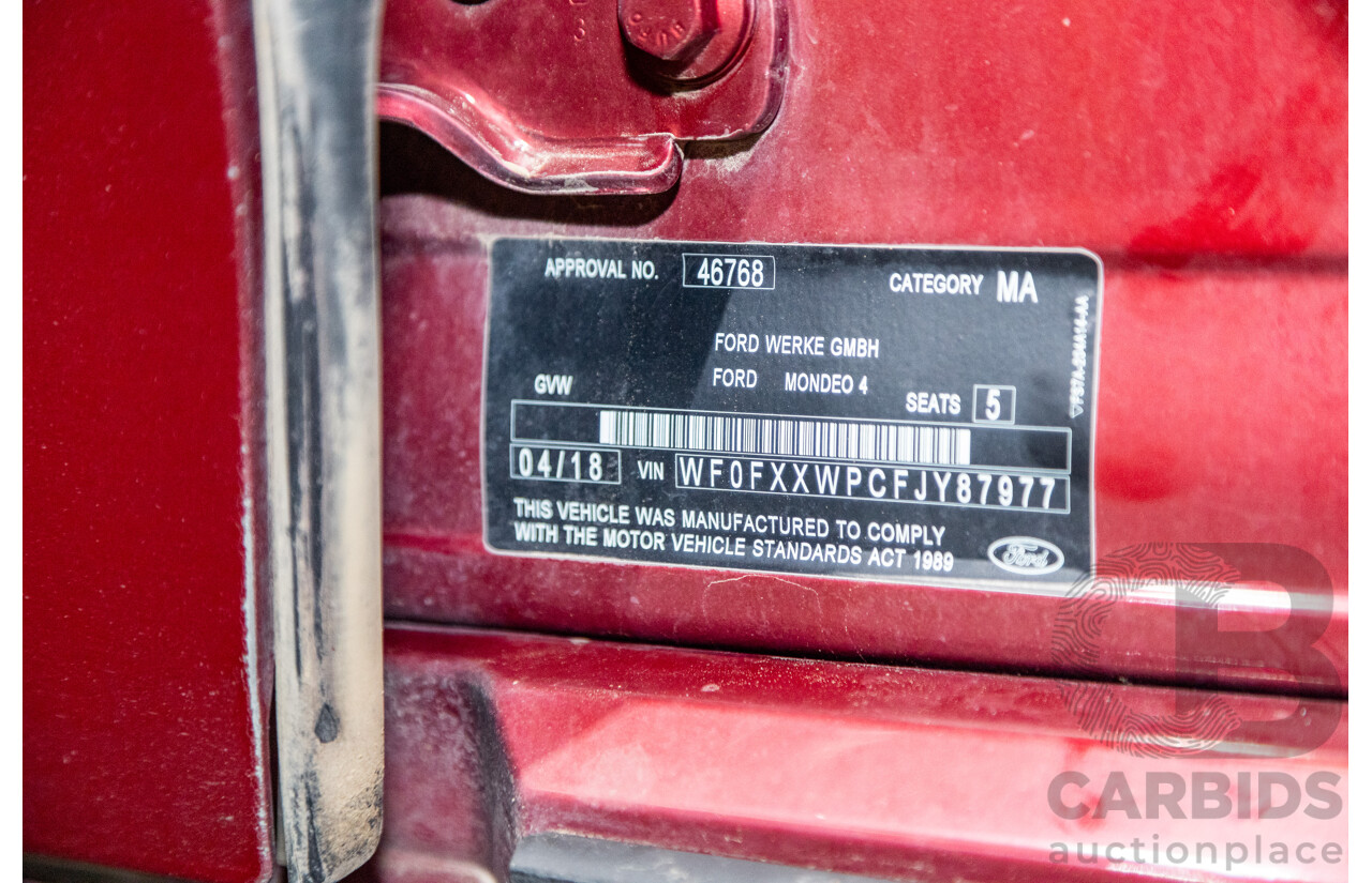 04/2018 Ford Mondeo Trend TDCi MD MY18 4d Wagon Ruby Red Turbo Diesel 2.0L