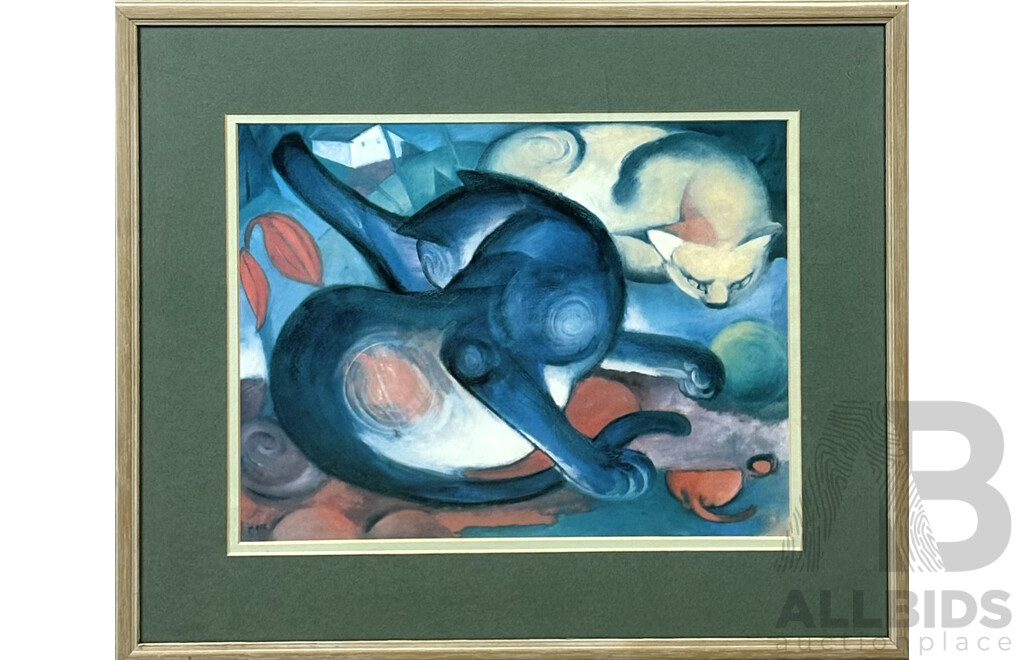 Framed Franz Marc Offset Print, Two Cats