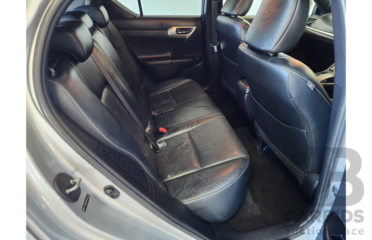 03/2011 Lexus CT 200H. Hybrid F SPORT FWD ZWA10R 5D Hatchback Silver 1.8L