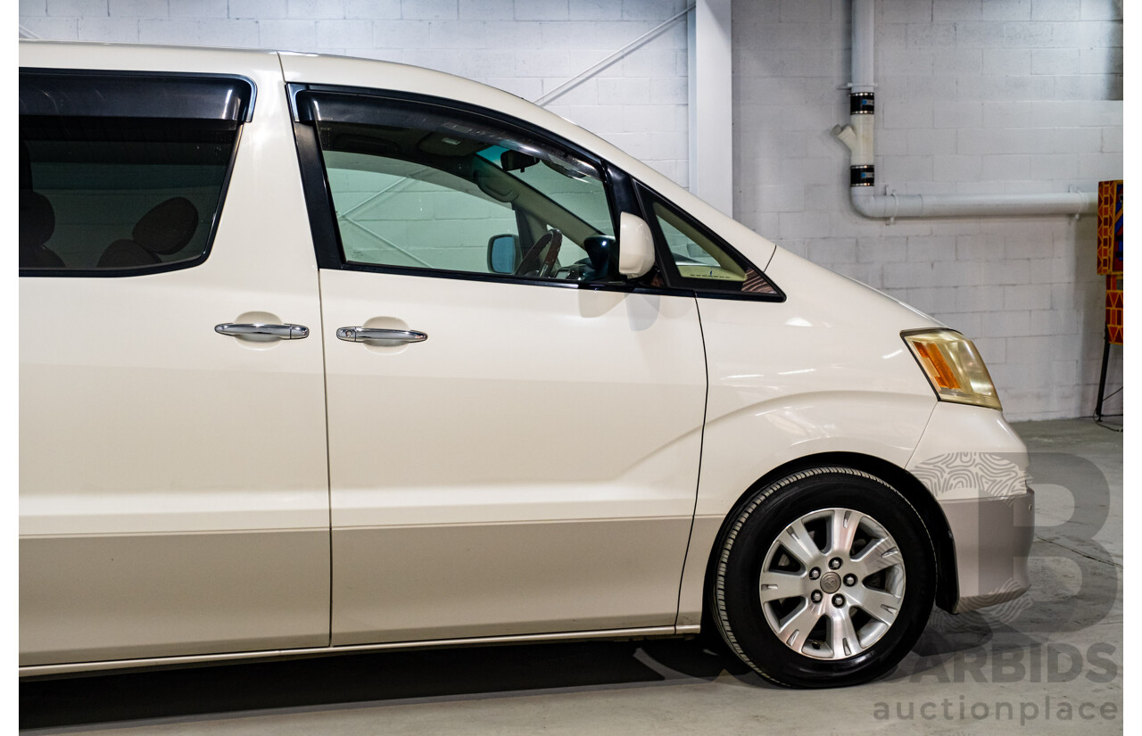 08/2003 Toyota Alphard G MZ (4x4) MNH15W 4d Van White V6 3.0L - 6 Seater - 05/2020 Used Import