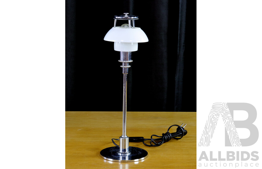 Danish Chrome Desk Lamp by Louis Poulsen