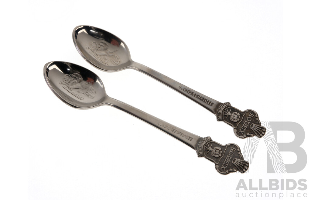 Pair Rolex Bucherer Lucerne Switzerland Teaspoons