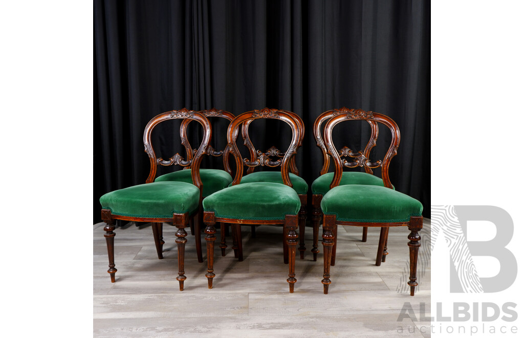 Set of Six Mahogany Balloon Back Dining Chairs