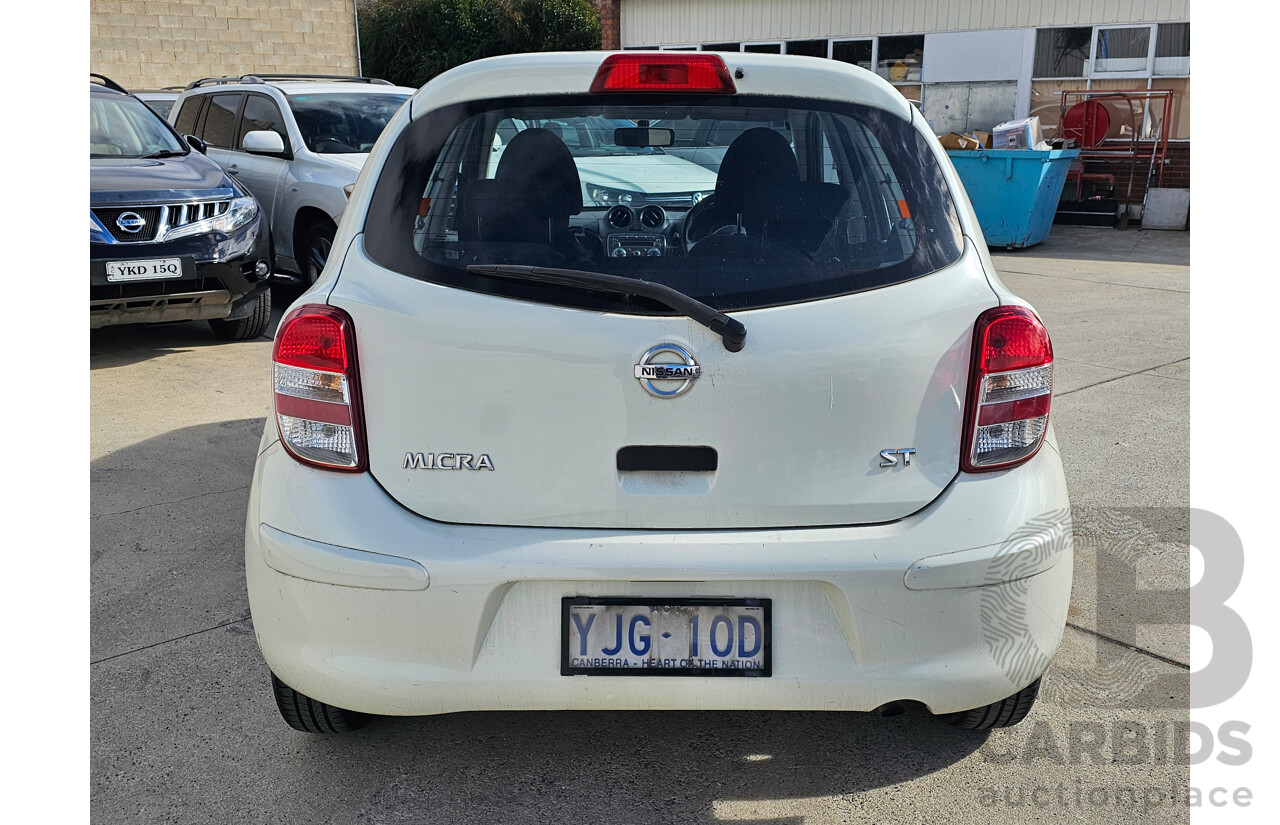 9/2011 Nissan Micra ST K13 5d Hatchback White 1.2L