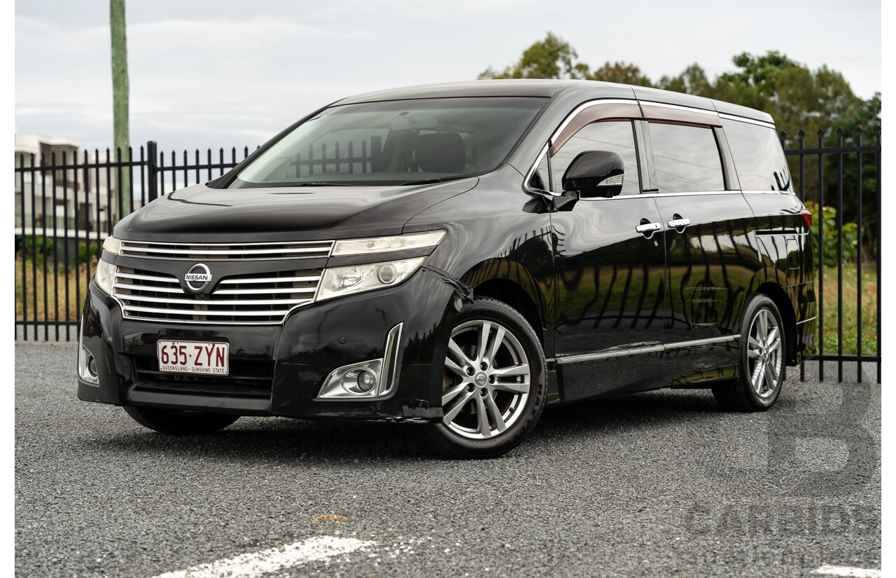 07/2010 Nissan Elgrand Highway Star Premium PE52 4d Wagon Metallic Black V6 3.5L - 7 Seater - Used Import