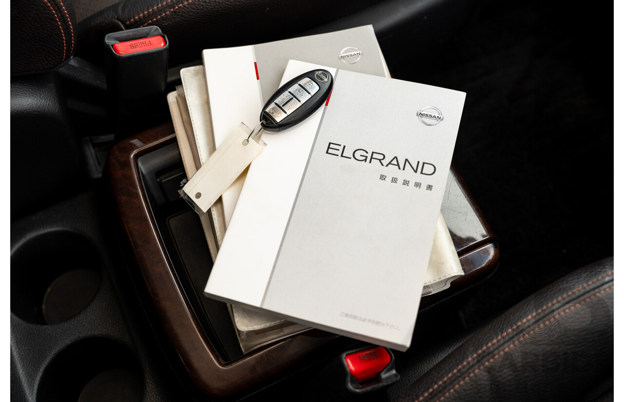 07/2010 Nissan Elgrand Highway Star Premium PE52 4d Wagon Metallic Black V6 3.5L - 7 Seater - Used Import