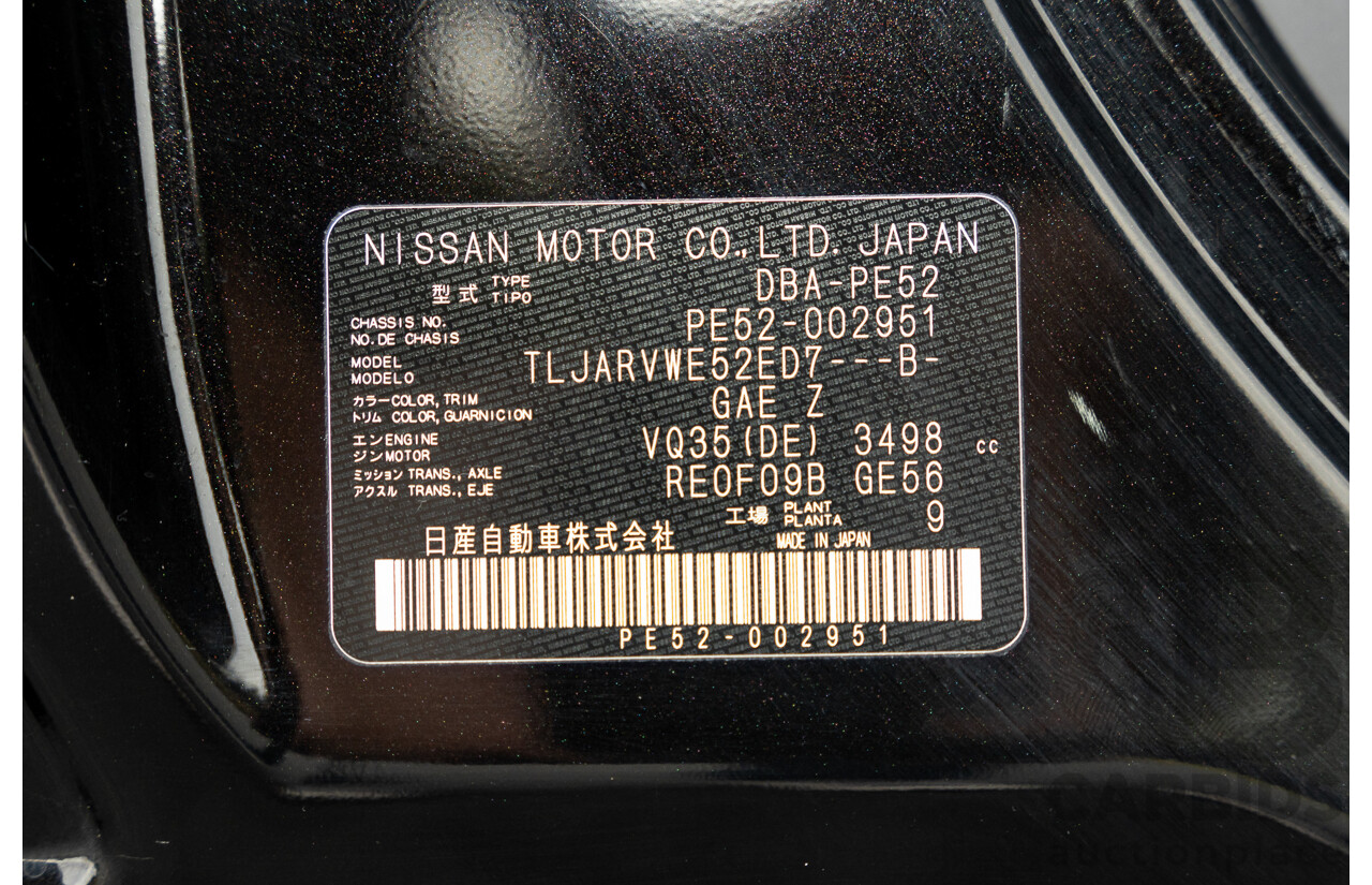 07/2010 Nissan Elgrand Highway Star Premium PE52 4d Wagon Metallic Black V6 3.5L - 7 Seater - Used Import