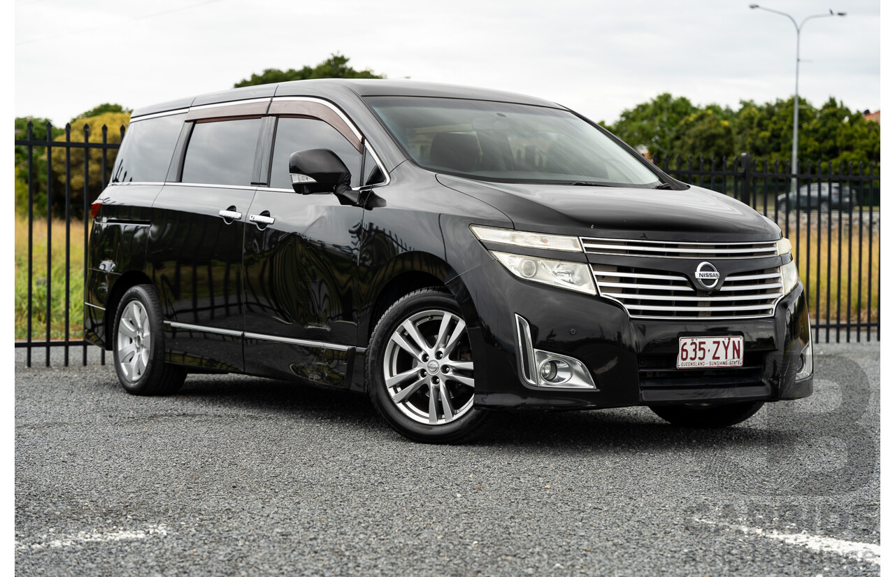 07/2010 Nissan Elgrand Highway Star Premium PE52 4d Wagon Metallic Black V6 3.5L - 7 Seater - Used Import