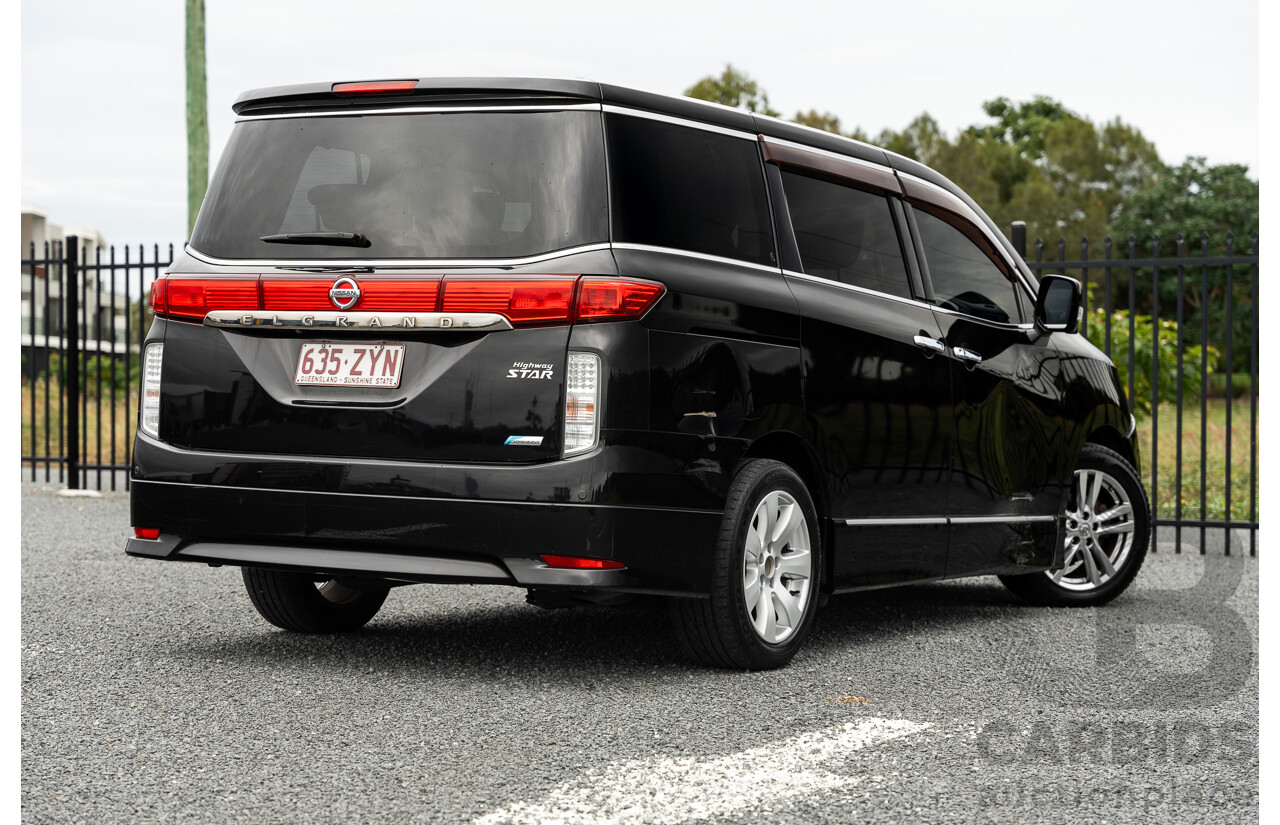 07/2010 Nissan Elgrand Highway Star Premium PE52 4d Wagon Metallic Black V6 3.5L - 7 Seater - Used Import