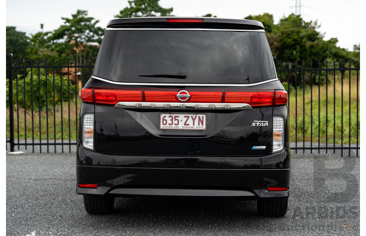 07/2010 Nissan Elgrand Highway Star Premium PE52 4d Wagon Metallic Black V6 3.5L - 7 Seater - Used Import