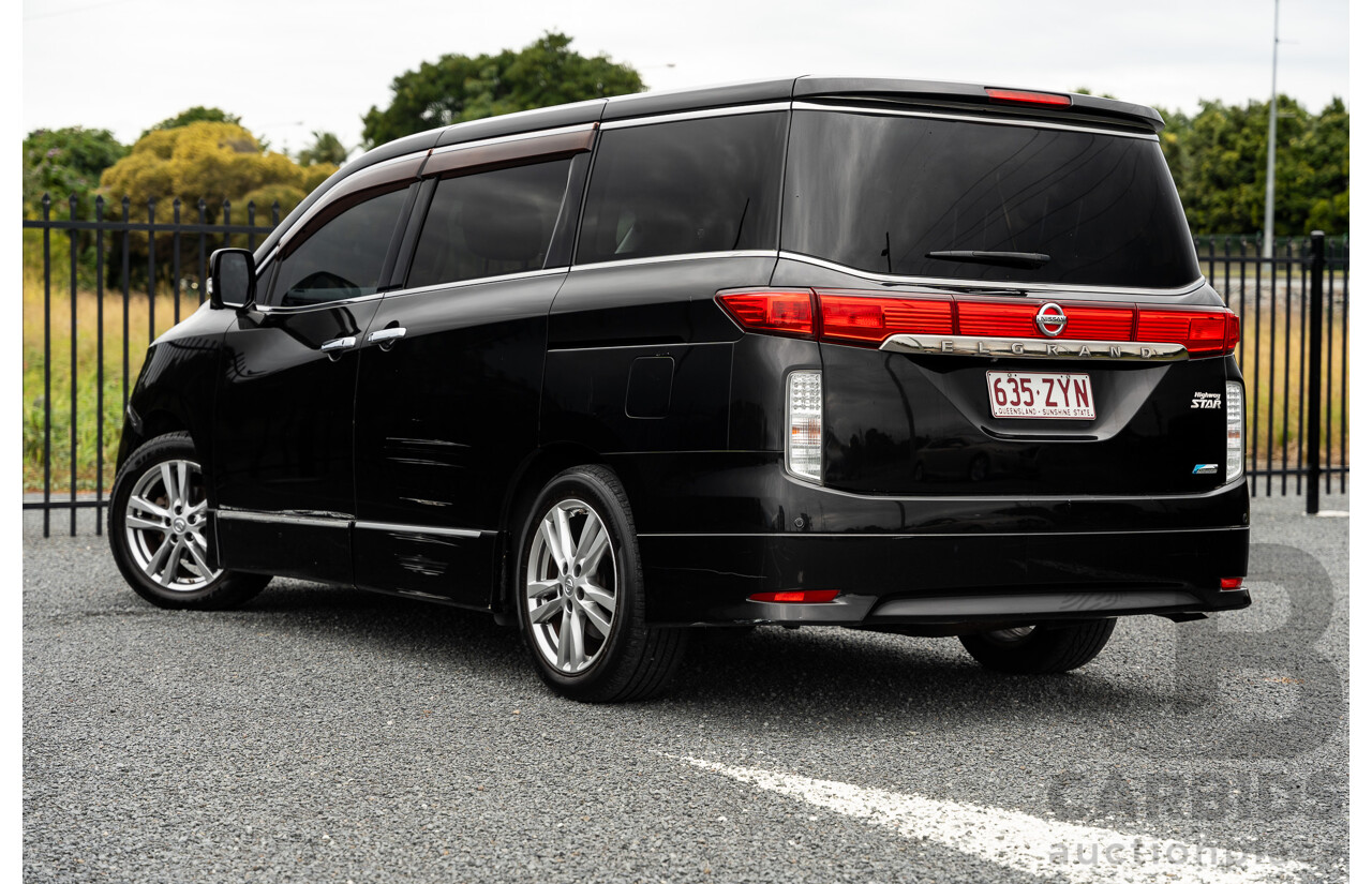 07/2010 Nissan Elgrand Highway Star Premium PE52 4d Wagon Metallic Black V6 3.5L - 7 Seater - Used Import