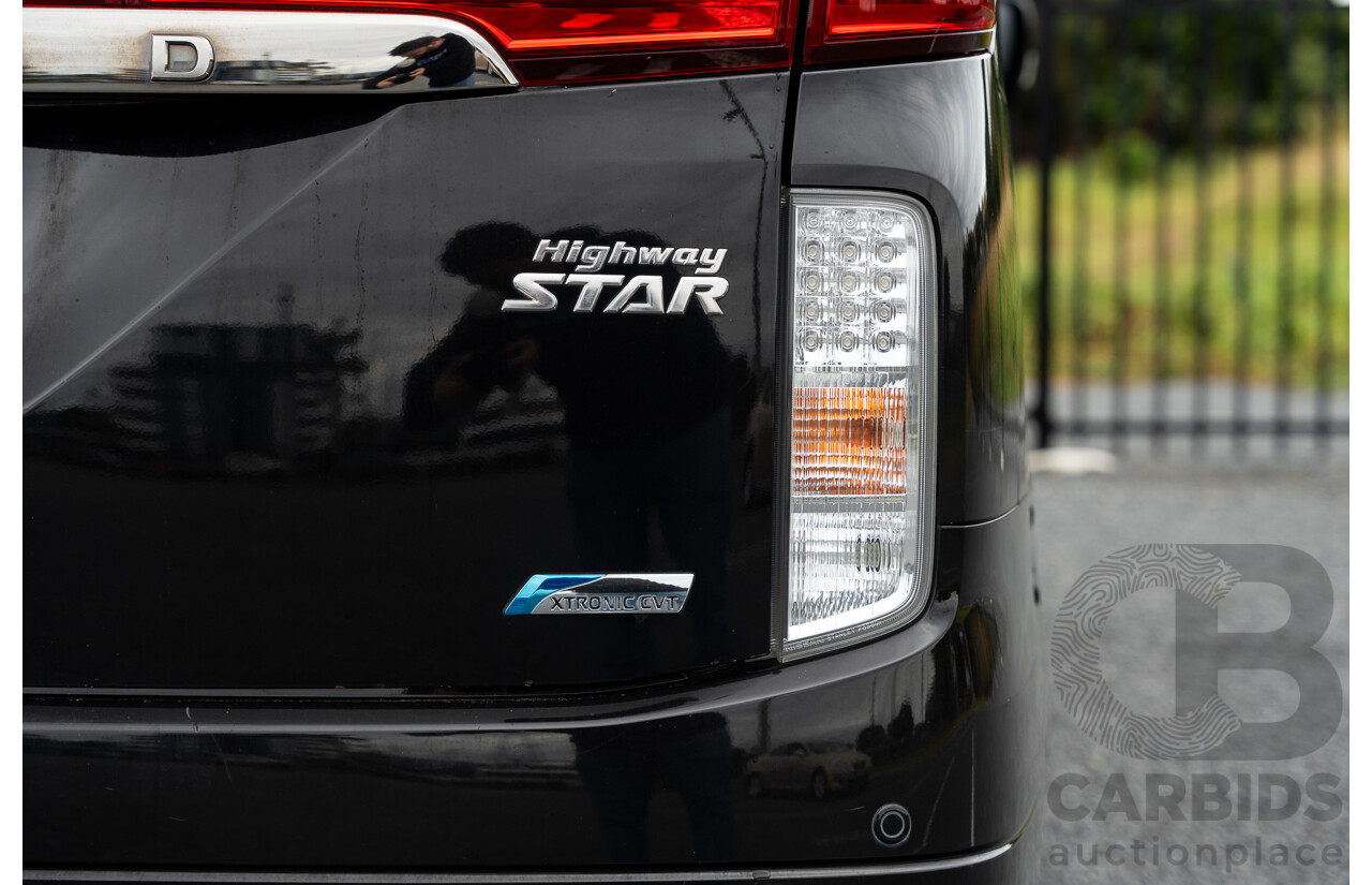 07/2010 Nissan Elgrand Highway Star Premium PE52 4d Wagon Metallic Black V6 3.5L - 7 Seater - Used Import