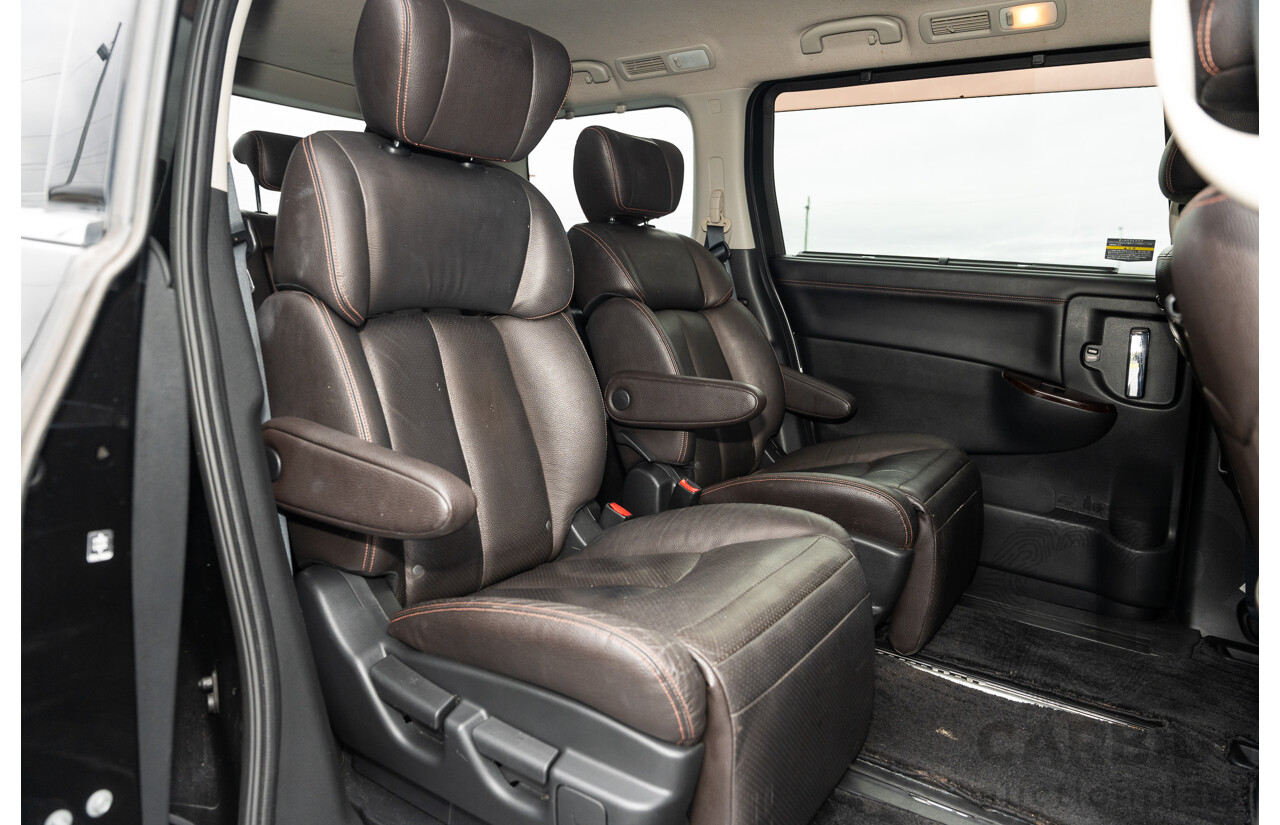 07/2010 Nissan Elgrand Highway Star Premium PE52 4d Wagon Metallic Black V6 3.5L - 7 Seater - Used Import
