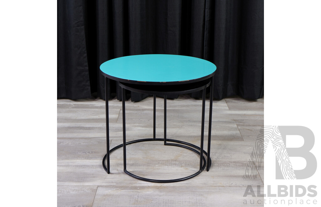 Pair of Moder Round Side Tables