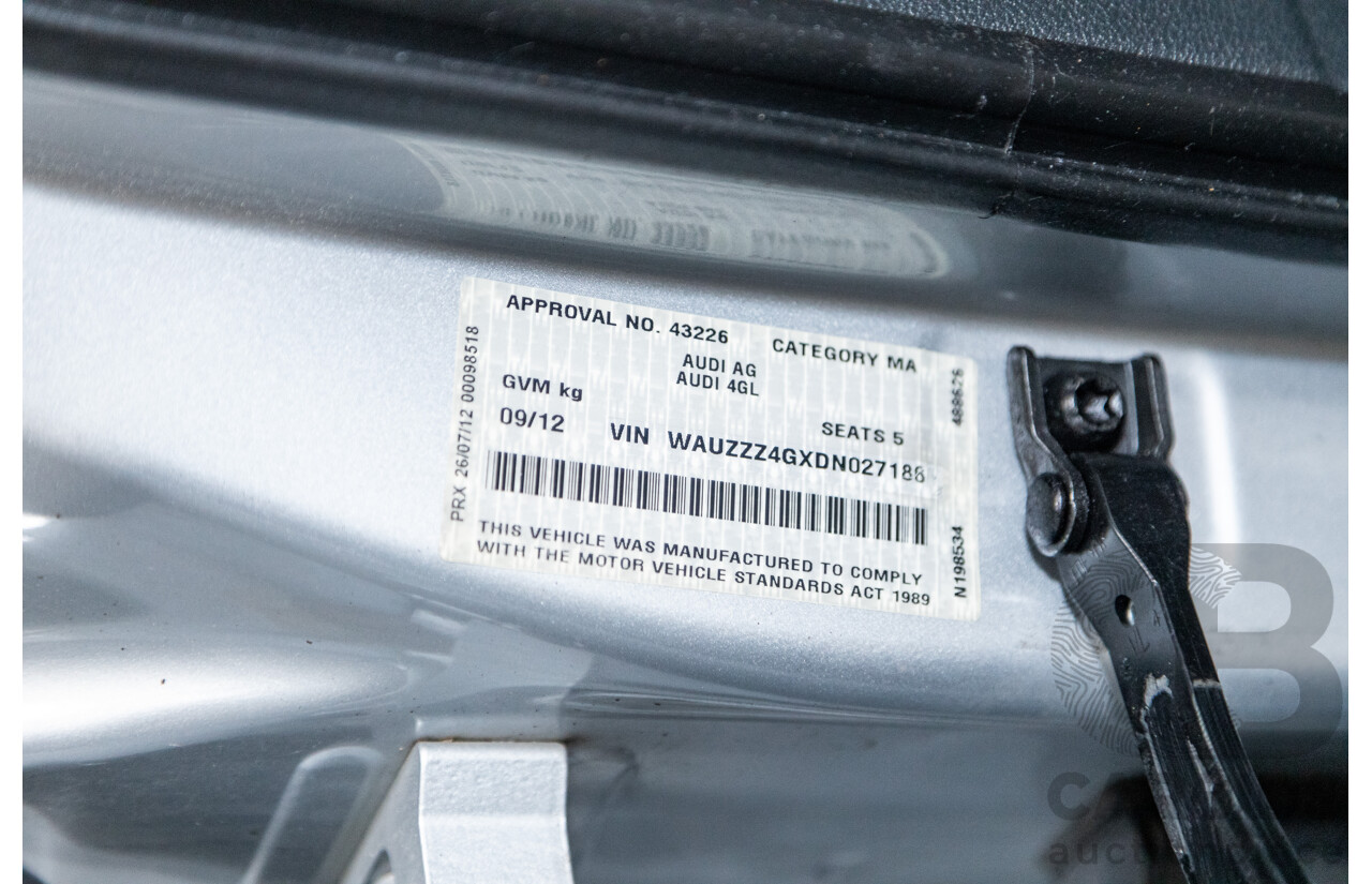 09/2012 Audi A6 2.0 TFSI 4GL 4d Sedan Metallic Silver Turbo 2.0L