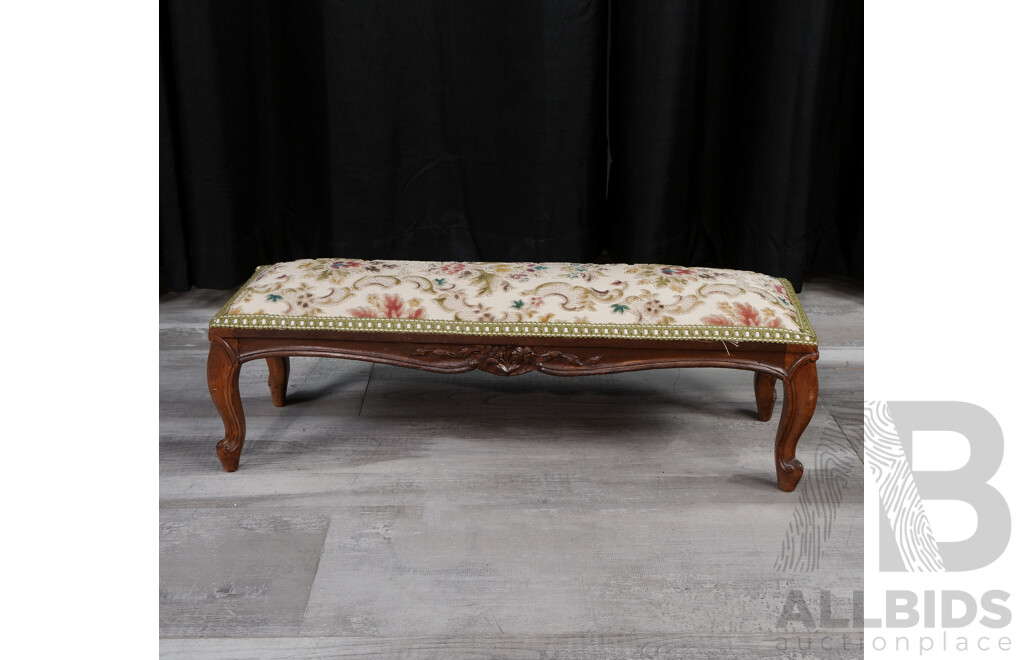 Miniature French Style Foot Stool with Needle Point Top