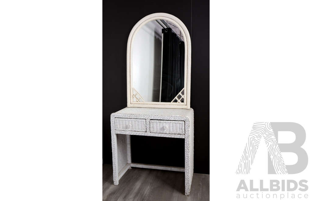 Painted Cane Two Drawer Dresser with Mirror