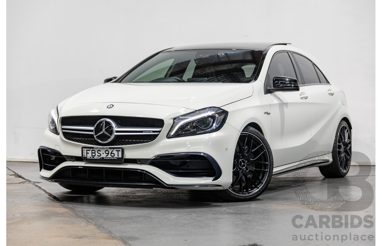 03/2017 Mercedes Benz A45 AMG (AWD) 176 4d Hatchback Calcite White Turbo 2.0L
