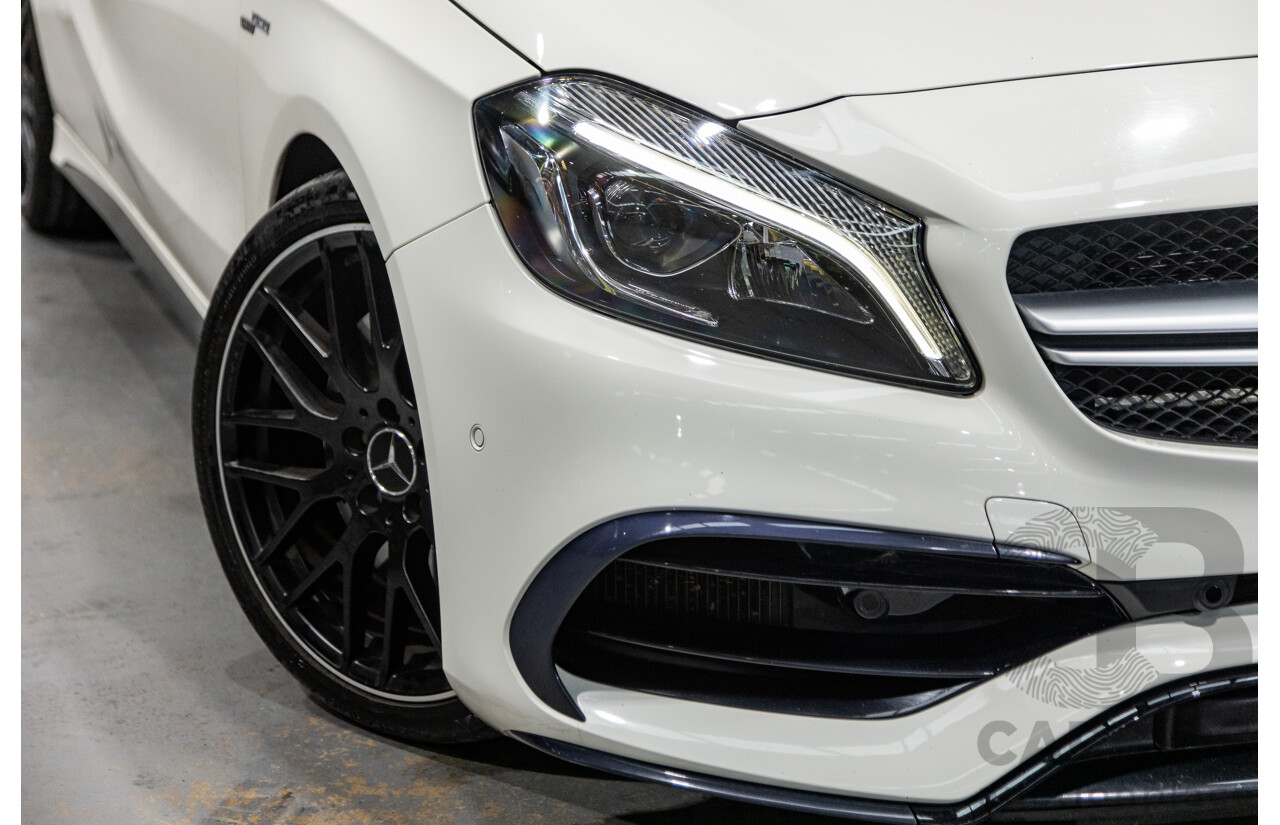 03/2017 Mercedes Benz A45 AMG (AWD) 176 4d Hatchback Calcite White Turbo 2.0L