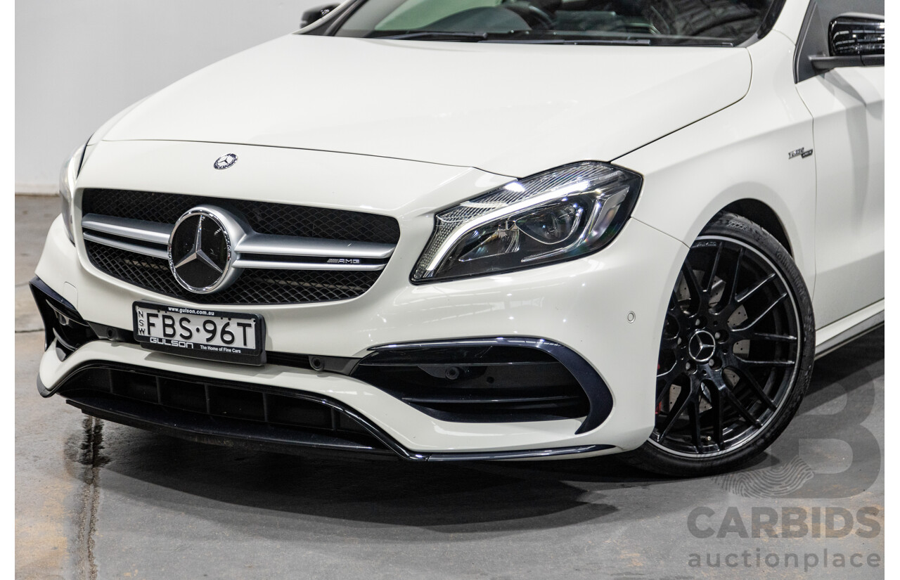 03/2017 Mercedes Benz A45 AMG (AWD) 176 4d Hatchback Calcite White Turbo 2.0L
