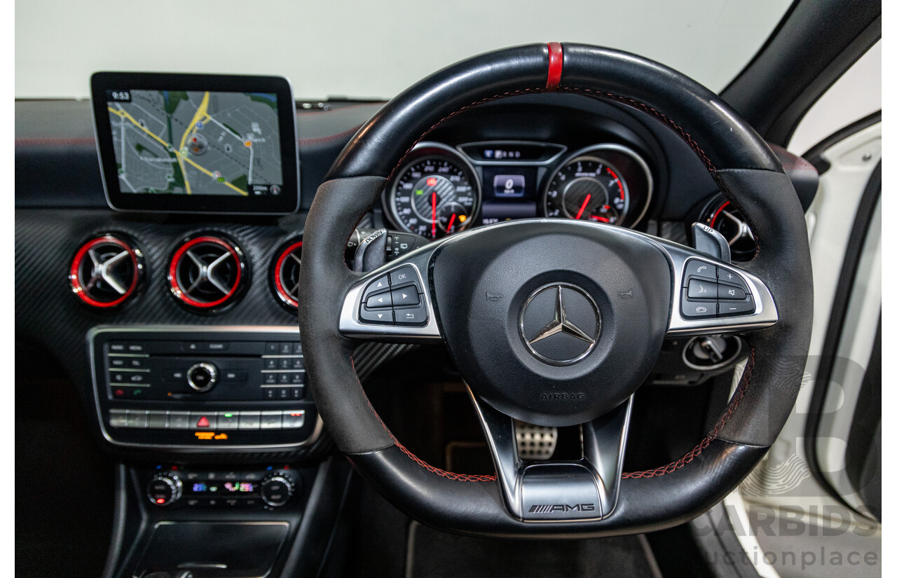 03/2017 Mercedes Benz A45 AMG (AWD) 176 4d Hatchback Calcite White Turbo 2.0L