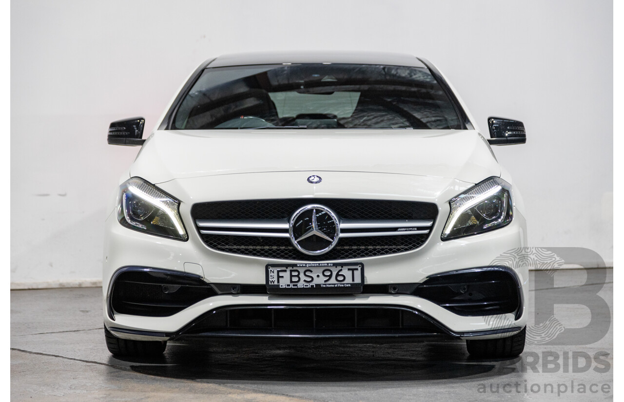 03/2017 Mercedes Benz A45 AMG (AWD) 176 4d Hatchback Calcite White Turbo 2.0L