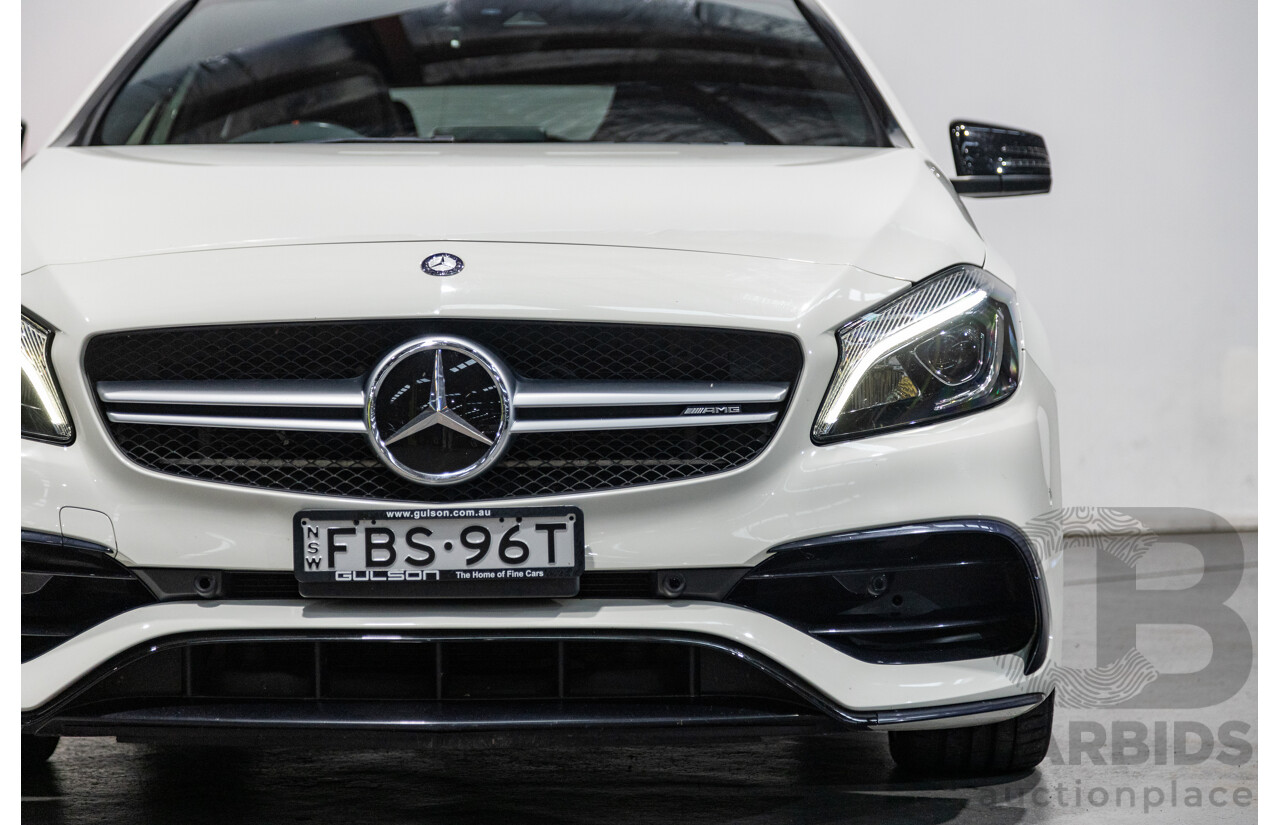 03/2017 Mercedes Benz A45 AMG (AWD) 176 4d Hatchback Calcite White Turbo 2.0L