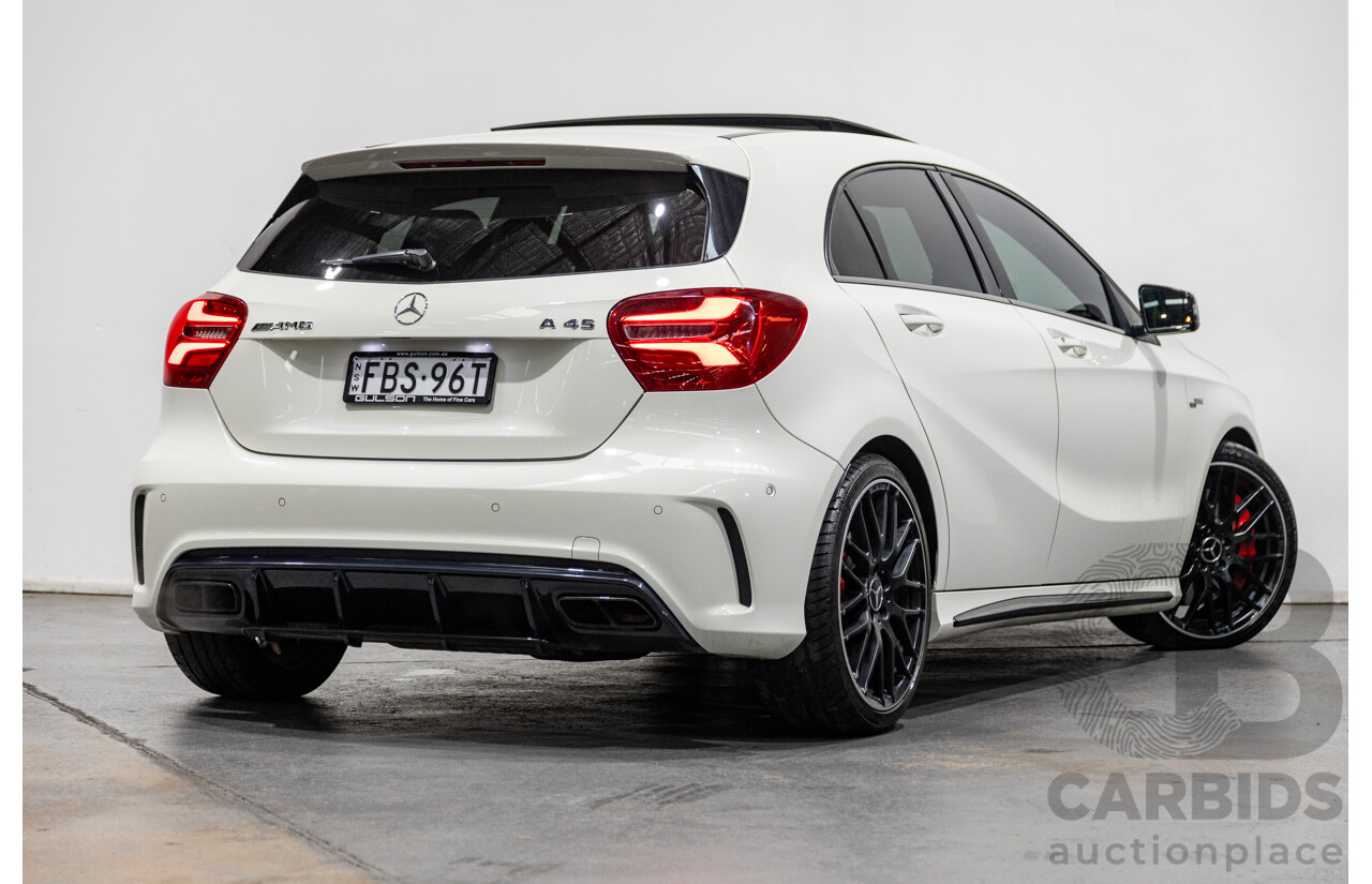 03/2017 Mercedes Benz A45 AMG (AWD) 176 4d Hatchback Calcite White Turbo 2.0L