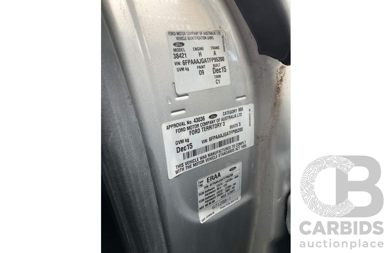 12/2015 Ford Territory TX SZ MK2 4d Wagon Silver 4.0L