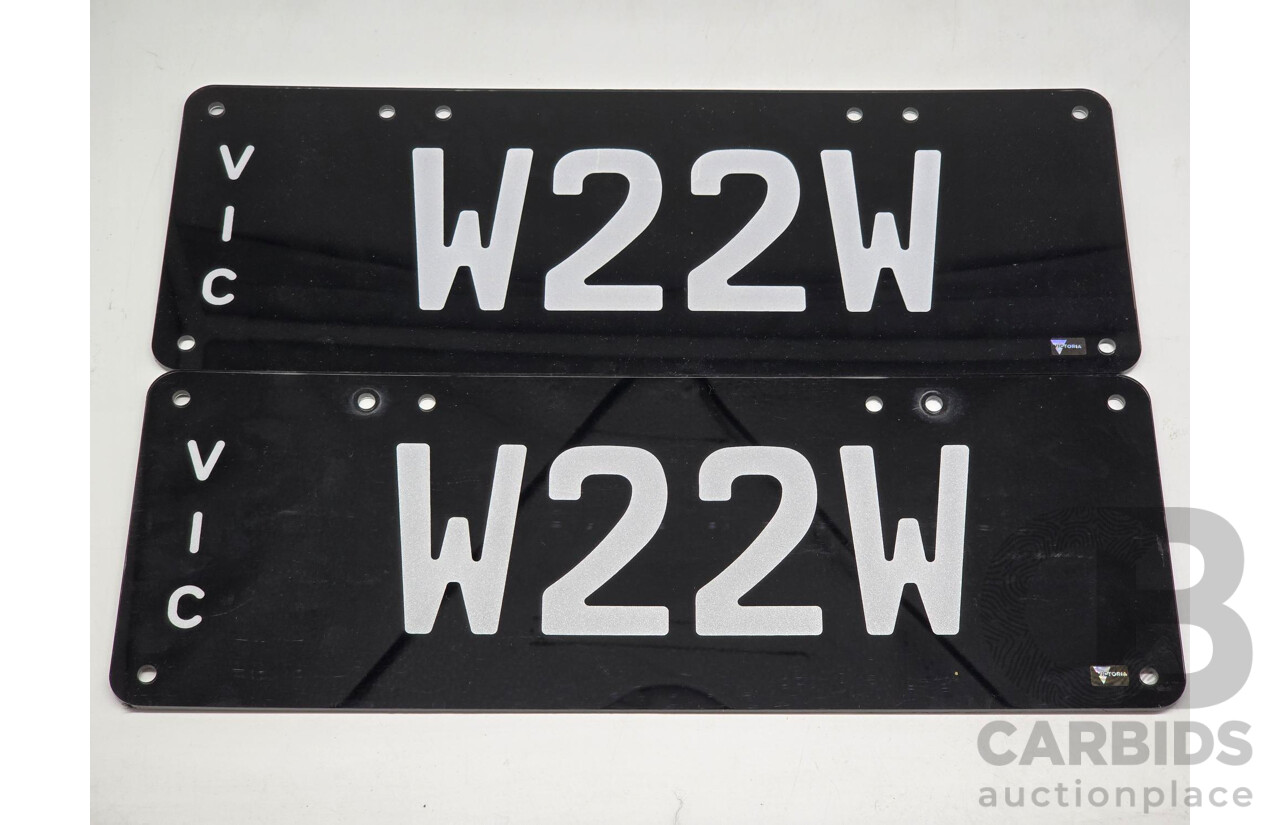 Victorian VIC Custom 4 Character Alpha Number Plate - W22W