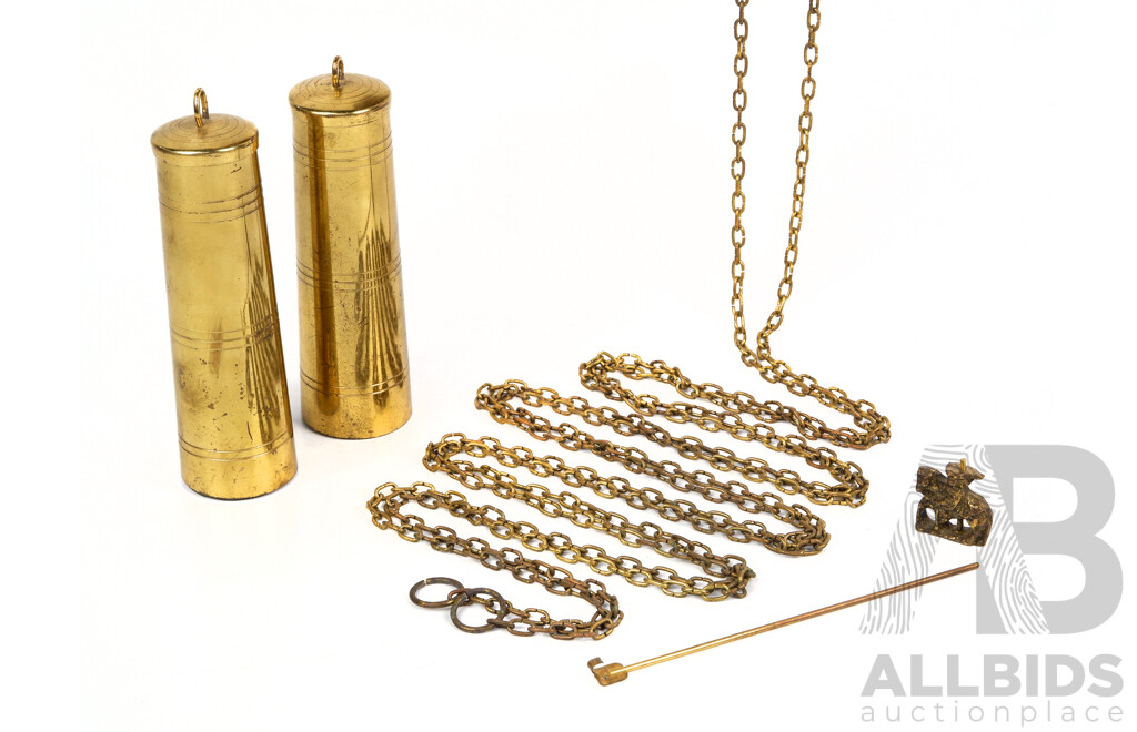 Vintage Zaanse Style Wall Clock, Two Weight Driven with Gilt Metal, Atlas and Pediment, German Movement