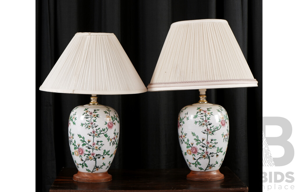 Pair of Chinese Ceramic Glazed Table Lamps