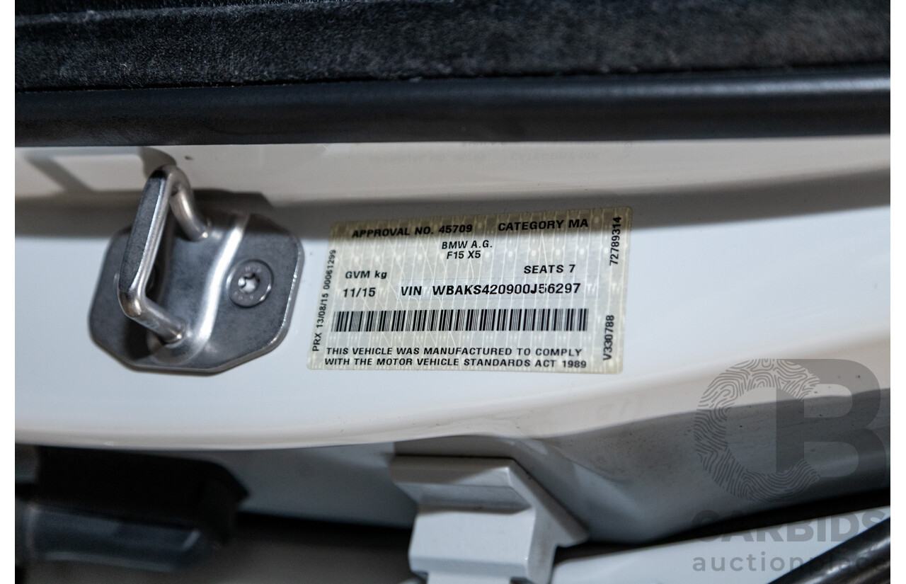 11/2015 BMW X5 Xdrive 30d (AWD) M-Sport Pack F15 MY15 4d Wagon Mineral White Metallic Turbo Diesel 3.0L - 7 Seater