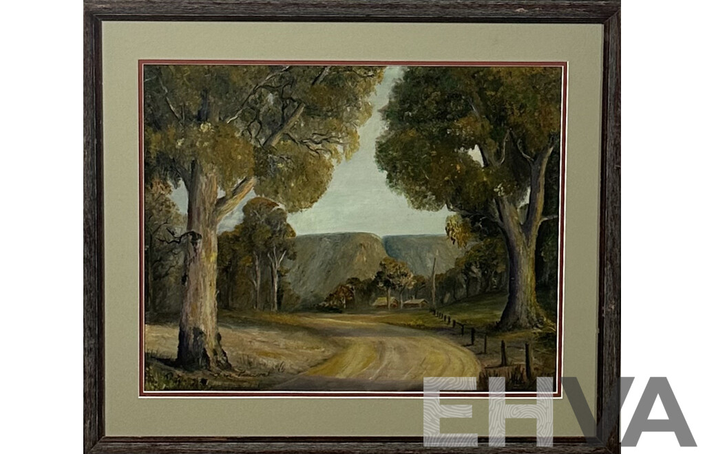 Ken Percival, (20th Century, Australian), Country Road, Vintage Oil on Canvas Board, 51 x 59 cm (frame)