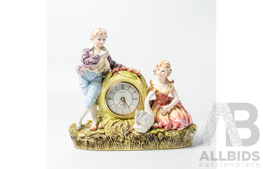 Japanese Musical Meiko Tokei Ceramic Clock, Plays Swan Lake