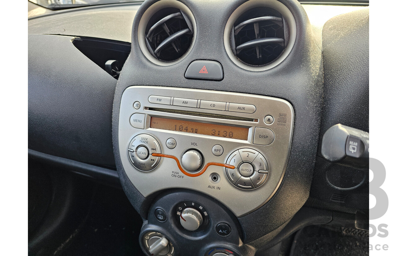 9/2011 Nissan Micra ST K13 5d Hatchback Black 1.2L