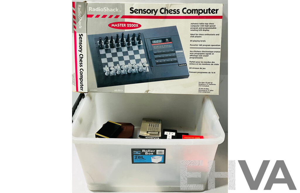 Collection Vintage and Other Games Including Radio Shack Master2200X Sensory Computer Chess in Original Box and More