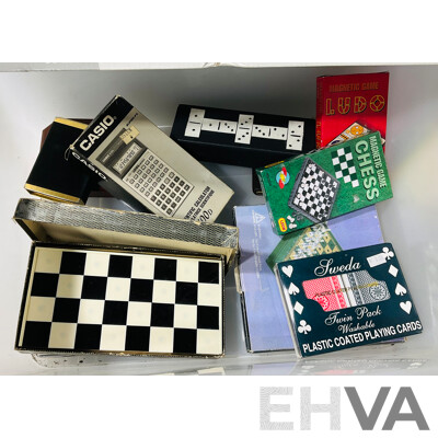 Collection Vintage and Other Games Including Radio Shack Master2200X Sensory Computer Chess in Original Box and More