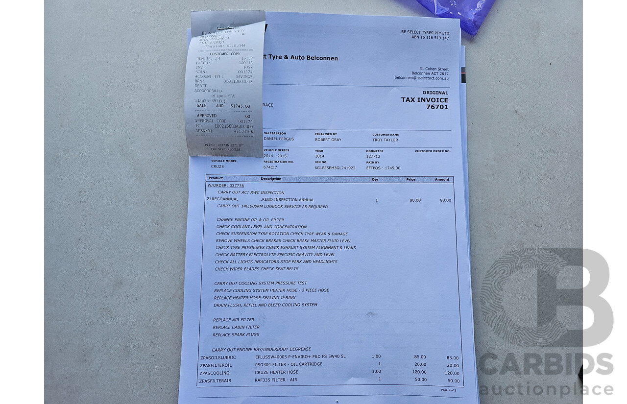 7/2016 Holden Cruze Z-Series JH MY14 4d Sedan Grey 1.8L