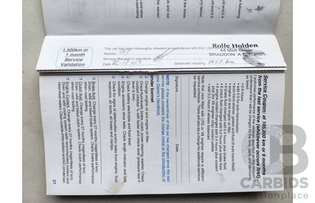 08/2003 Holden Commodore ACCLAIM RWD VY 4D Sedan Grey 3.8L