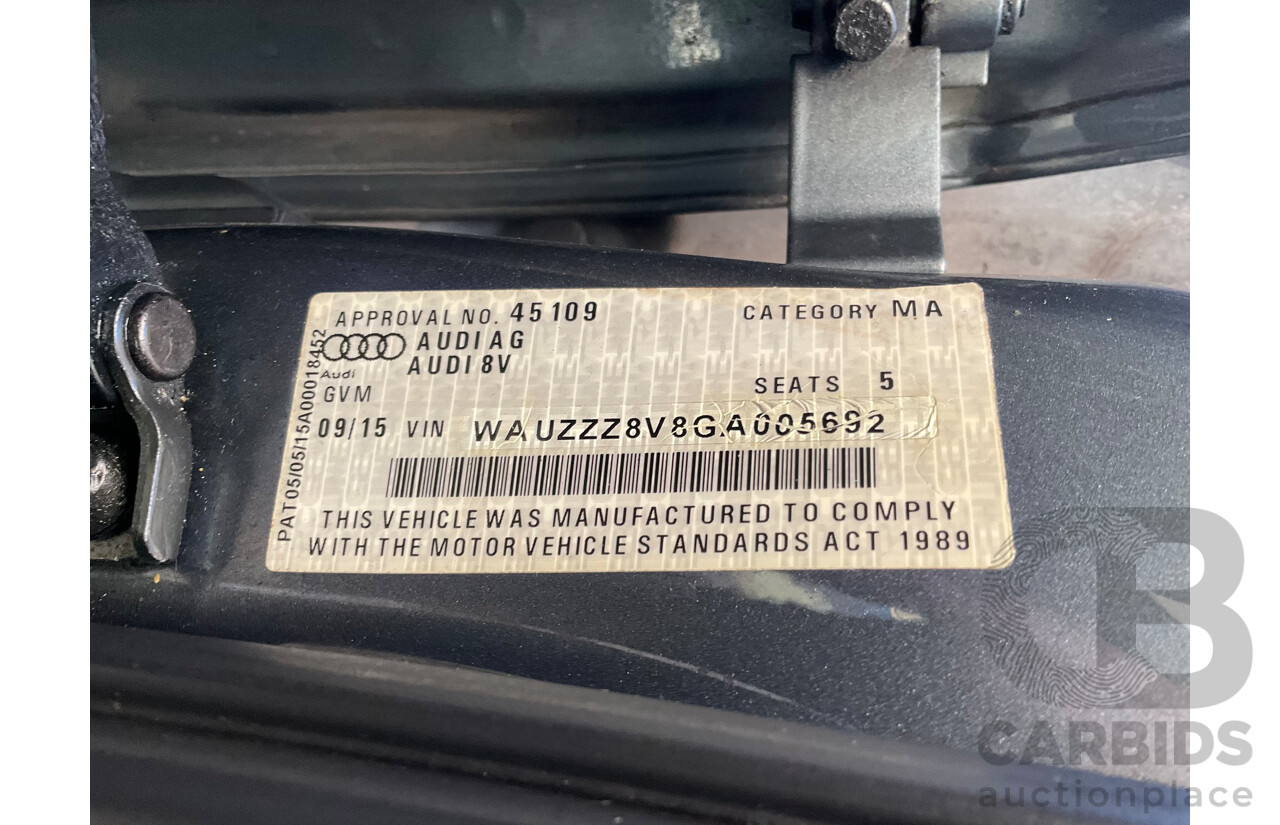 9/2015 Audi A3 Sportback 1.8 TFSI Ambition 8V MY15 5d Hatchback Monsoon Grey Metallic Turbo 1.8L