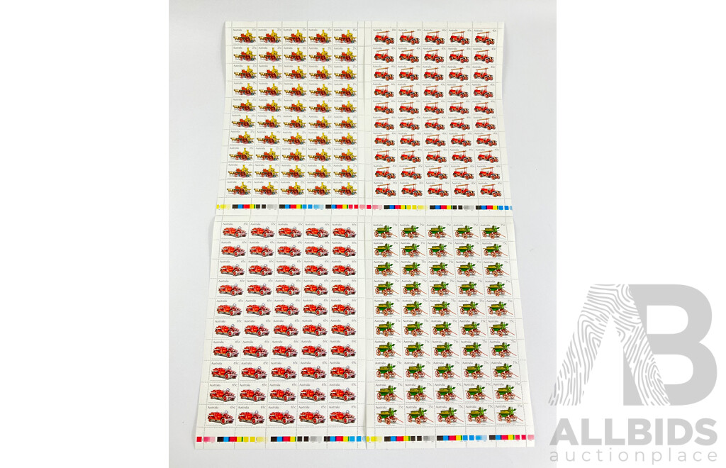 Australian 1983 Mint Stamp Sheet Set, Historic Fire Engines