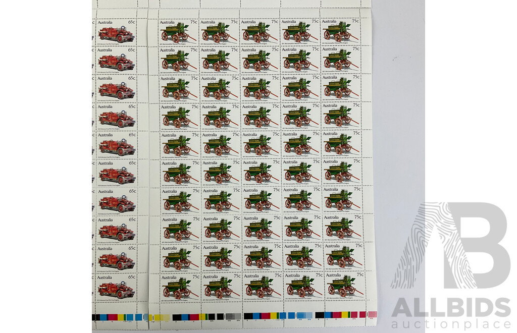 Australian 1983 Mint Stamp Sheet Set, Historic Fire Engines